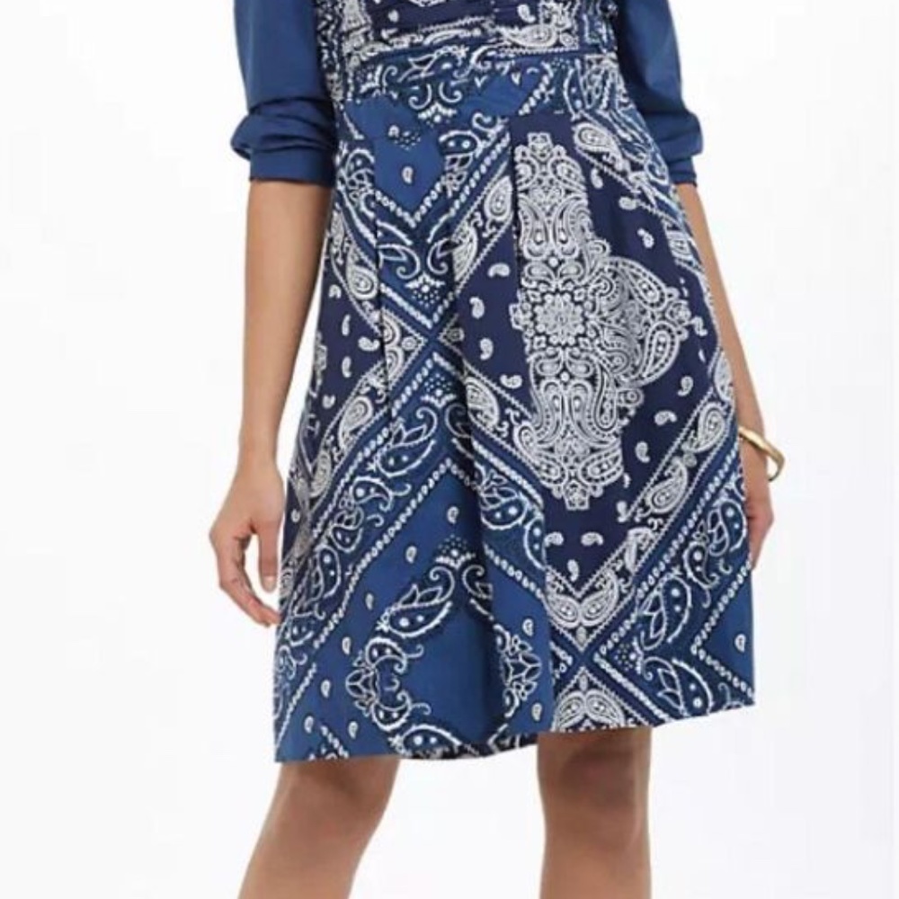 Anthropologie Holding Horses Blue Bandana Shirt Dress
